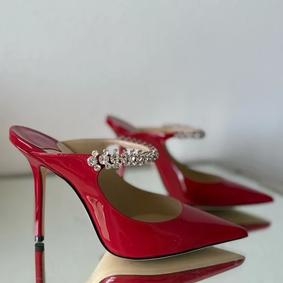 New Jimmy Choo Bing 100 Embellished High Heel Mules $1,095 37.5 - Picture 13 of 15